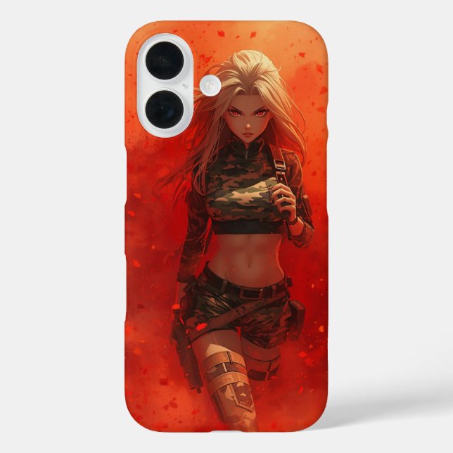 Coque Pour iPhone 16 Anime Warrior Girl iPhone 16 Coque Epic Otaku (Verso)