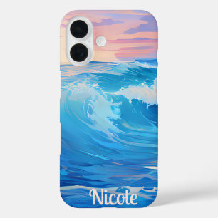 Coque Pour iPhone 16 Blue Waves at Sunset iPhone / coque ipad