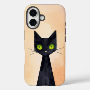 Coque Pour iPhone 16 Chat noir éffrayant Halloween iPhone 16 Coque dur