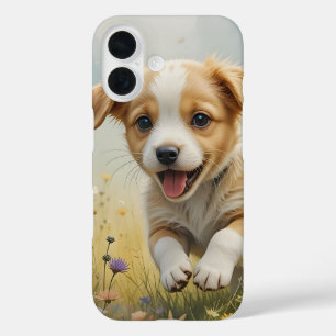 Coque Pour iPhone 16 Chiot en jeu dans le champ iPhone / coque ipad