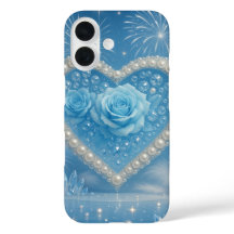 Coeur des perles et coque iphone Rose bleu - Fanta