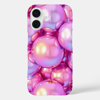 Coque Pour iPhone 16 Coque brillante iridescente rose iPhone 16 Bubble 