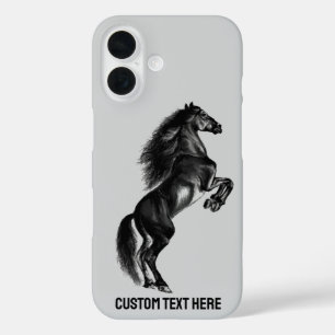 Coque Pour iPhone 16 Coque iphone à cheval sauvage dressé avec texte pe
