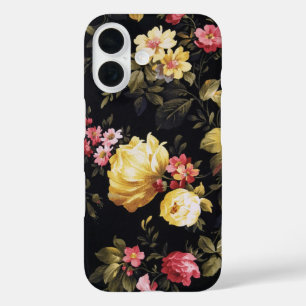 Coque Pour iPhone 16 Coque iphone de Coque-Mate en tissu floral à l'anc