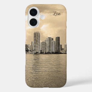 Coque Pour iPhone 16 Coque iphone de Miami noir et blanc personnalisé