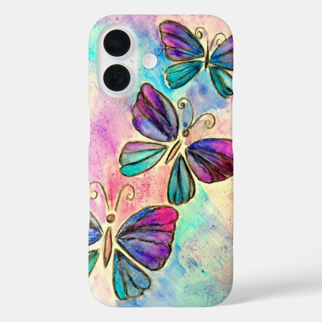 Coque Pour iPhone 16 Coque iphone de papillons (Verso)