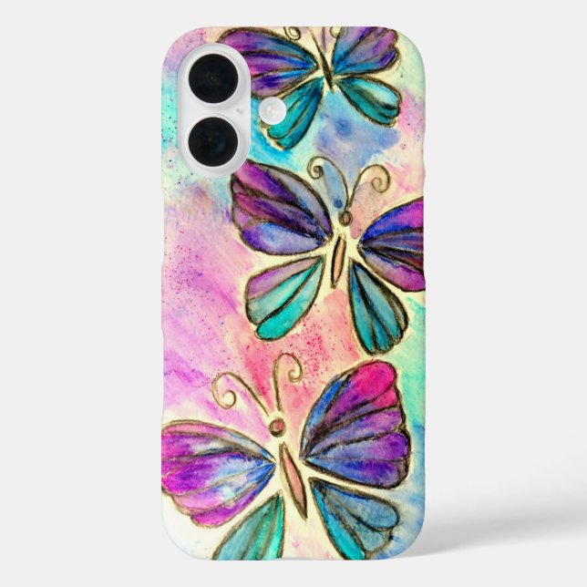 Coque Pour iPhone 16 Coque iphone de papillons (Verso)