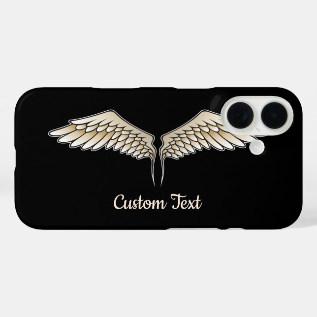 Coque Pour iPhone 16 Coque iphone des ailes beiges (Verso (horizontal))