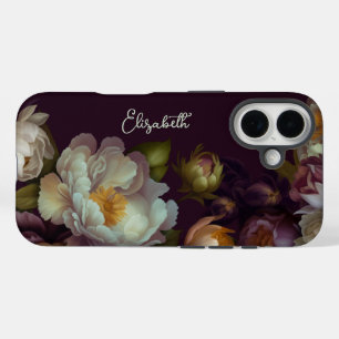 Coque Pour iPhone 16 Coque iphone floral foncé personnalisé