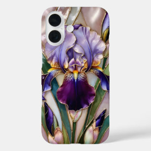 Coque Pour iPhone 16 Coque iPhone Iris Violet Élégant Vitrail