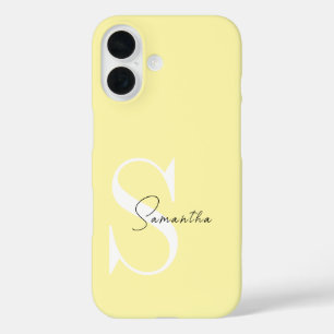 Coque Pour iPhone 16 Coque iphone Pastel Jaune Personnalisé avec Monogr