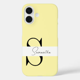Coque Pour iPhone 16 Coque iphone Pastel Jaune Personnalisé avec Monogr