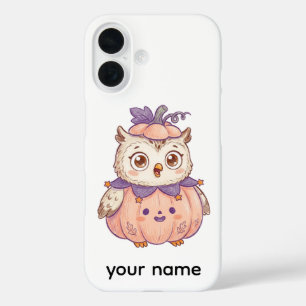 Coque Pour iPhone 16 Coque iPhone personnalisée Chouette Citrouille Hal