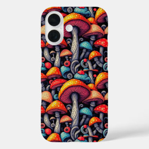 Coque Pour iPhone 16 Coque iphone rétro Whimsy de champignons
