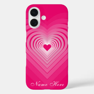 Coque Pour iPhone 16 Coque iphone rose avec coeur et nom personnalisé T