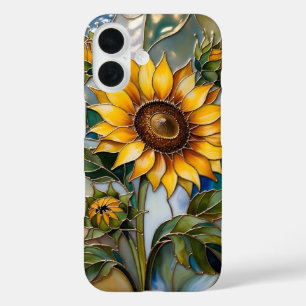 Coque Pour iPhone 16 Coque iPhone Tournesol Vitrail Fleur Jaune