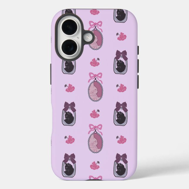 Coque Pour iPhone 16 Coquette rose Cat iPhone 16 coque (Verso)