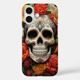 Coque Pour iPhone 16 Crâne sucre Floral iPhone / coque ipad