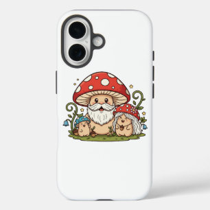 Coque Pour iPhone 16 Cute Happy Mushroom Famille coque iphone imprimé