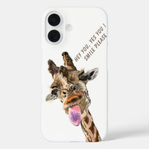 Coque Pour iPhone 16 Drôle coque iphone Giraffe - Texte personnalisé