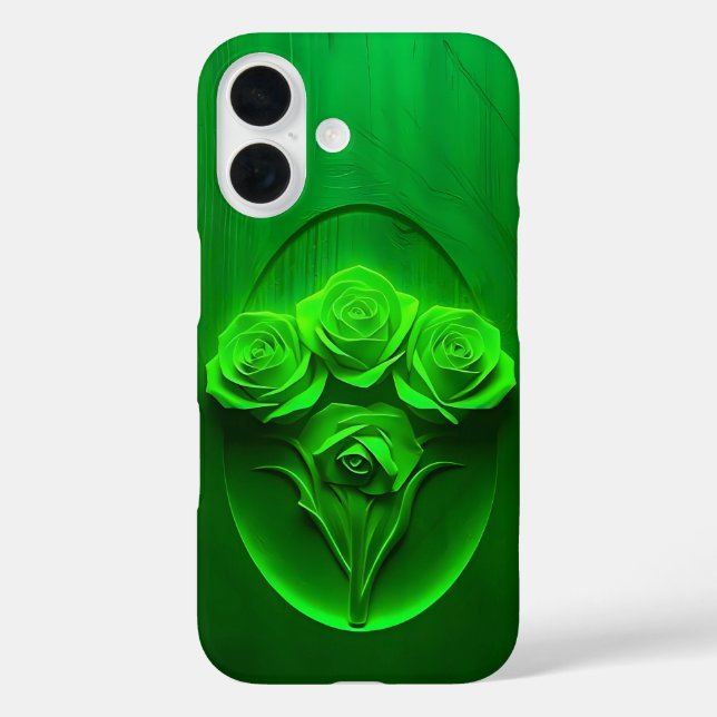 Coque Pour iPhone 16 Emerald encadré Rose Coque d'art-coque iphone (Verso)