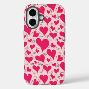 Coque Pour iPhone 16 Fabriqué par l'homme : coque iphone aux coeurs ros