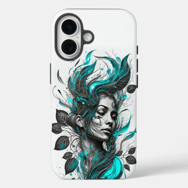 Coque Pour iPhone 16 Fille en Feuille Artistique iPhone 16 coque (Verso)