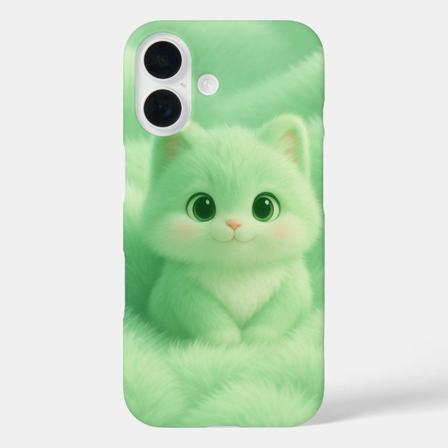 Coque Pour iPhone 16 Fluffy Mint Kitten coque iphone - Joli dessin anim (Verso)
