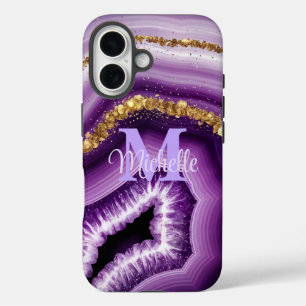 Coque Pour iPhone 16 Glam Purple Agate Geode iPhone 16 Tough Coque