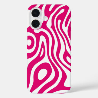 Coque Pour iPhone 16 Gras Rose Swirl iPhone 16 coque - Vague rétro