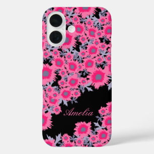Coque Pour iPhone 16 Joli coque iphone de nom de damassé de noir de