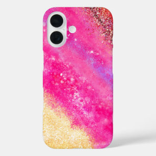 Coque Pour iPhone 16 KiniArt Abstrait coque iphone rose et or