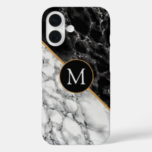 Coque Pour iPhone 16 Lettre personnalisée coque iphone en marbre noir b