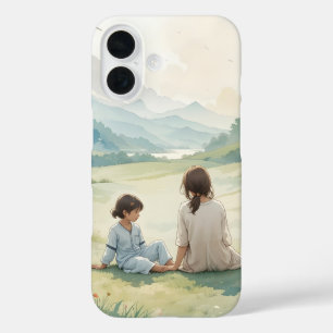 Coque Pour iPhone 16 Mère et enfant par la rivière iPhone / coque ipad