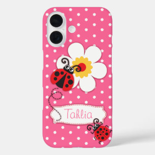 Coque Pour iPhone 16 Mignonne filles coccinelle nom coque iphone violet