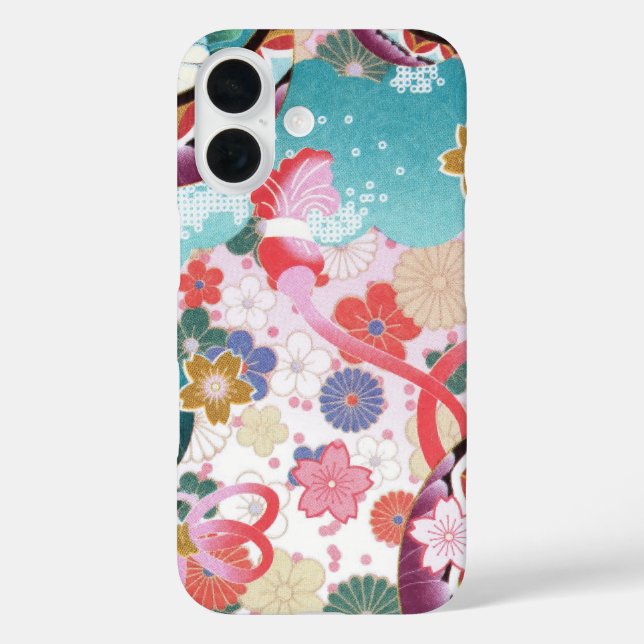 Coque Pour iPhone 16 Modèle floral japonais iPhone 16 Coque (Verso)