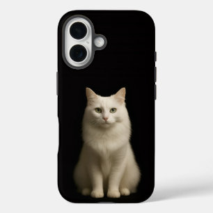Coque Pour iPhone 16 Noir 4 Luxe Coque iPhone 16 Mate, Chat Turc Angora
