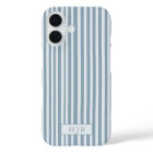 Preppy Blue Stripe Monogramme Joli iPhone 16 Coque