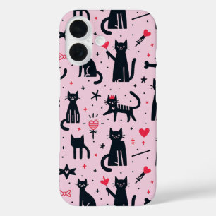 Coque Pour iPhone 16 Silhouettes de chats mignons iPhone / coque ipad