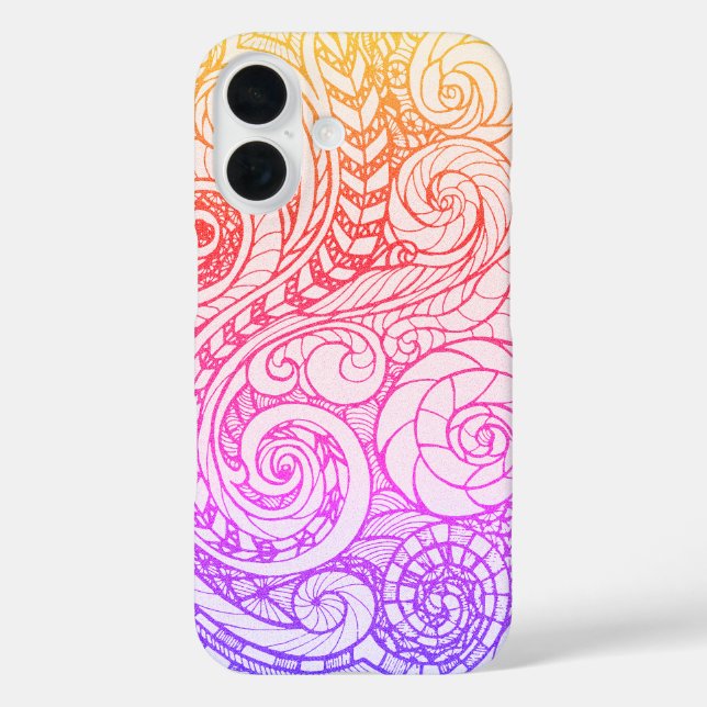 Coque Pour iPhone 16 Slim Rainbow Doodle iPhone 16 Coque (Verso)