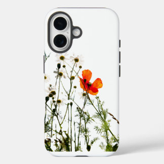 Coque Pour iPhone 16 "Vibrant Rouge Floral Design Blanc iPhone 16 Coque