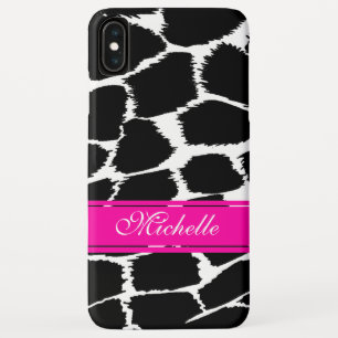 Coque Pour iPhone XS Max coque iphone Poster de animal noir, blanc et rose