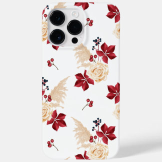 Coque Pour Pour iPhone 14 Pro Max Élégant coque iphone d'automne floral de Bourgogne