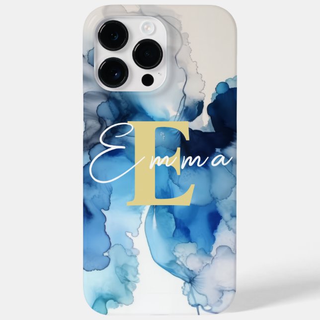 Coque Pour Pour iPhone 14 Pro Max iPhone 14 Pro Max Coque avec encre d'alcool bleu e (Verso)