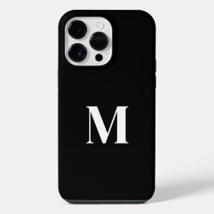 Coque Pour Pour iPhone 14 Pro Max Noir Blanc Personnalisé Nom Monogramme élégant Élé