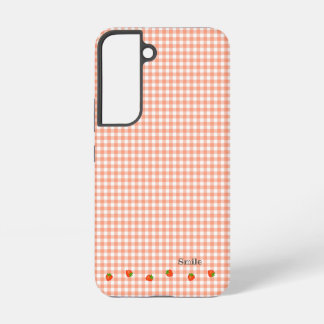 COQUE SAMSUNG GALAXY 文字 カスタマイズ いちご チェック オレンジ