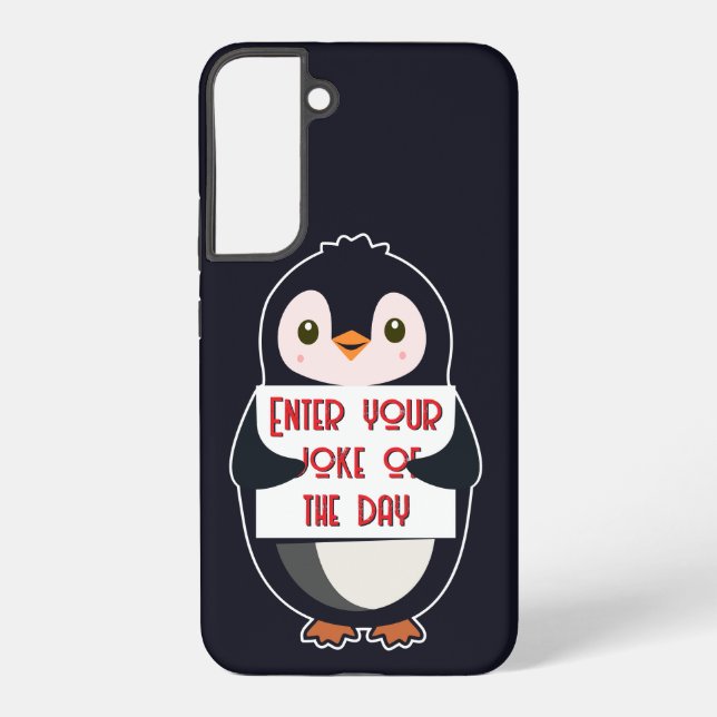 Coque Samsung Galaxy A penguin holding a sign with custom text (Verso)