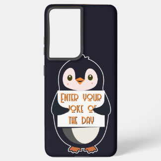 Coque Samsung Galaxy A penguin holding a sign with custom text
