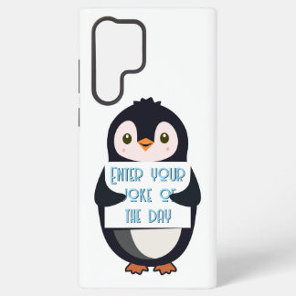 Coque Samsung Galaxy A penguin holding a sign with custom text
