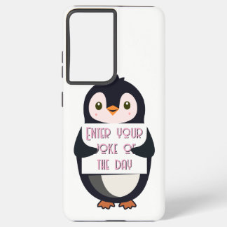 Coque Samsung Galaxy A penguin holding a sign with custom text